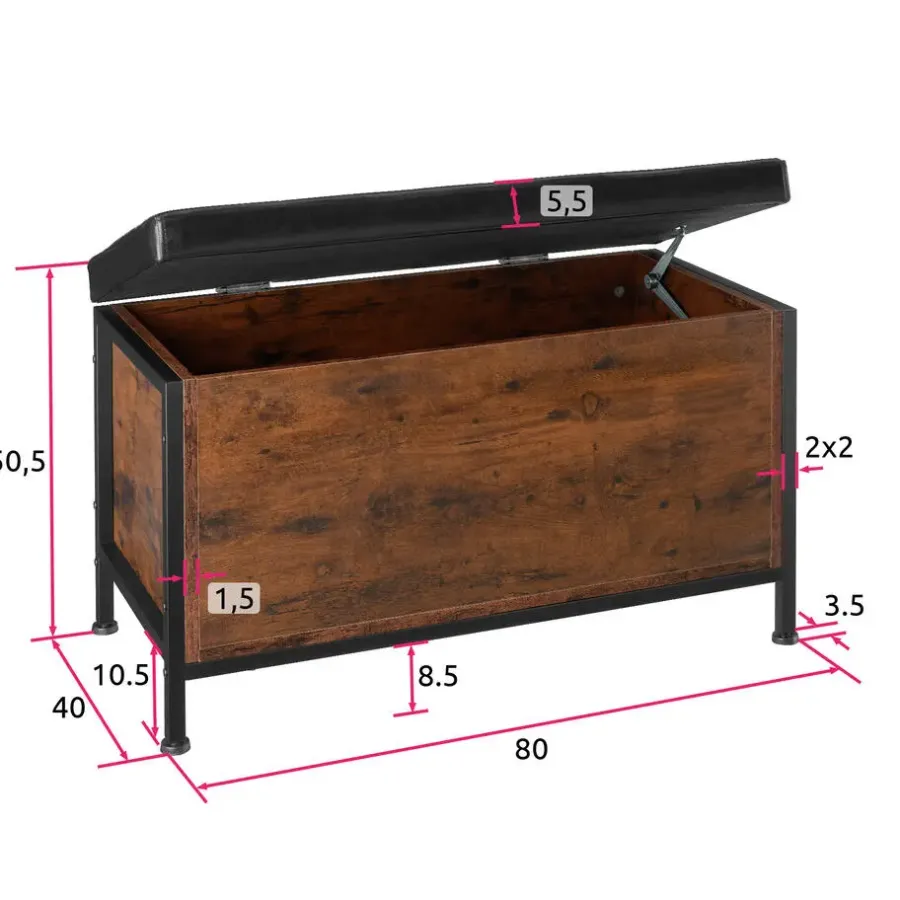 Hockers En Voetenbanken-tectake Gestoffeerde zitkist Calico 81,5x41,5x50,5cm