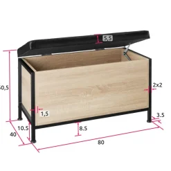 Hockers En Voetenbanken-tectake Gestoffeerde zitkist Calico 81,5x41,5x50,5cm