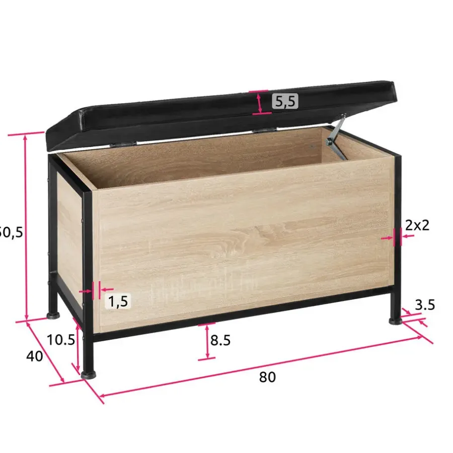 Hockers En Voetenbanken-tectake Gestoffeerde zitkist Calico 81,5x41,5x50,5cm
