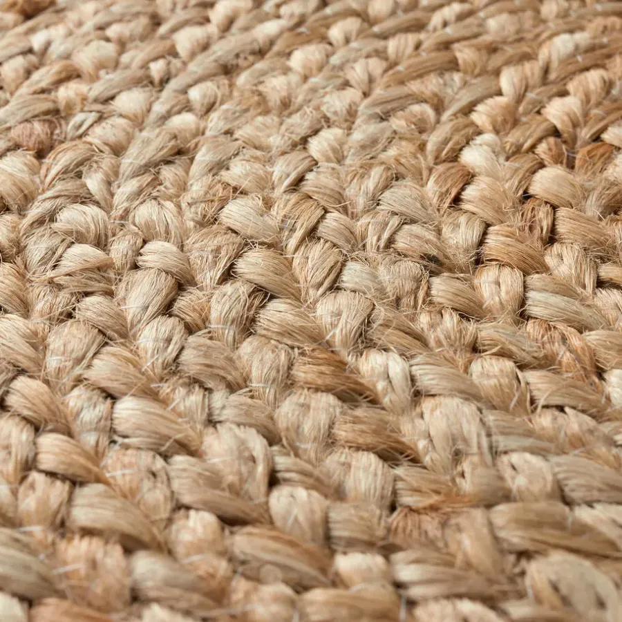 Poefen-tectake Handgemaakte poef Banno Elipse van jute, rond, boho-stijl, Beige