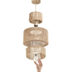 Hanglampen-tectake Hanglamp Allegra van jute in boho-stijl, 40W, Natuur