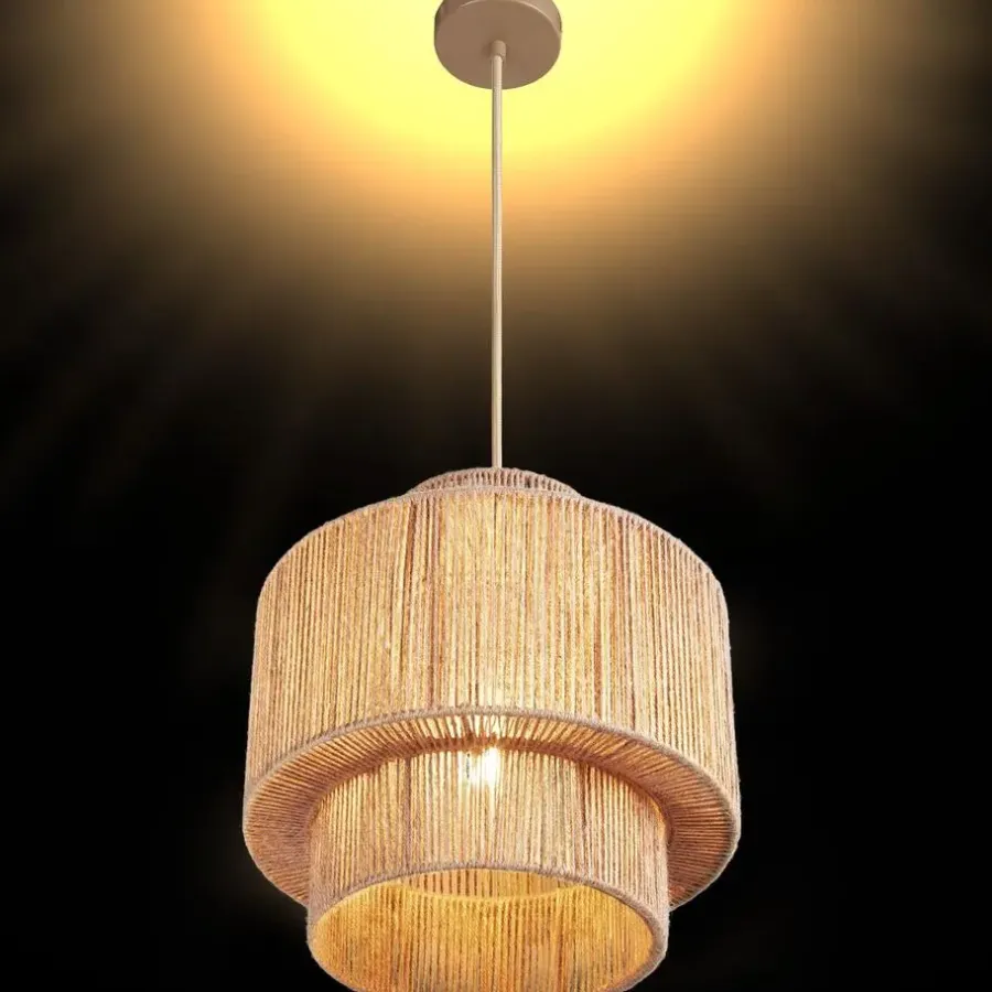 Hanglampen-tectake Hanglamp Allegra van jute in boho-stijl, 40W, Natuur