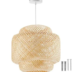 tectake Hanglamp Lignea Lux van bamboe, in boho-stijl, 40W, Bruin