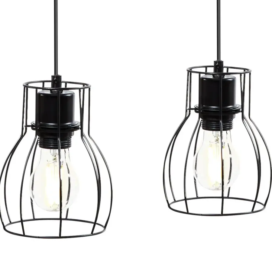tectake Hanglamp Woody, 4-lichts, met houten balk, 40 W, Zwart/bruin