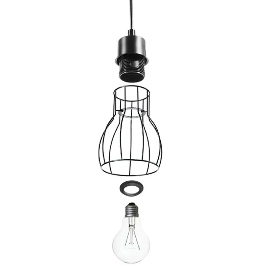 tectake Hanglamp Woody, 4-lichts, met houten balk, 40 W, Zwart/bruin
