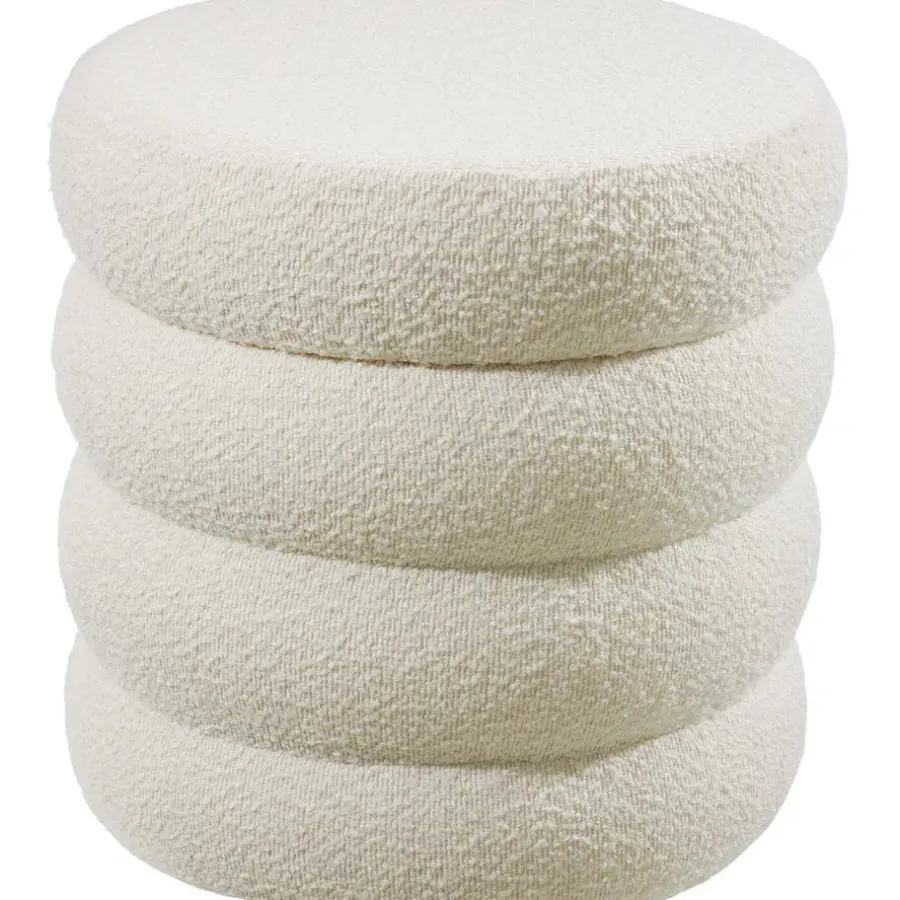 Hockers En Voetenbanken-tectake Hocker Altu, gestoffeerd, opbergruimte, Bouclé Crèmewit