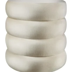 tectake Hocker Altu, gestoffeerd, opbergruimte, Fluweellook Crèmewit