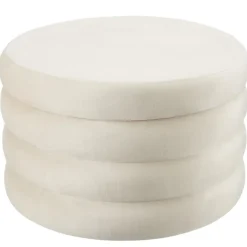 tectake Hocker Altu XL, gestoffeerd, opbergruimte, Fluweellook Crèmewit