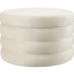 tectake Hocker Altu XL, gestoffeerd, opbergruimte, Fluweellook Crèmewit