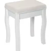 tectake Hocker voor makeup-tafel rozenpatroon, Wit