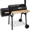 Barbecues En Accessoires-tectake Houtskool barbecue Smoker met thermometer, Zwart