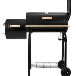 Barbecues En Accessoires-tectake Houtskool barbecue Smoker met thermometer, Zwart