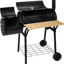 Barbecues En Accessoires-tectake Houtskool barbecue Smoker met thermometer, Zwart