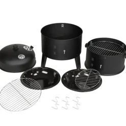 tectake Houtskoolbarbecue rookton 3 in 1, Zwart