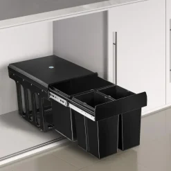 Prullenbakken-tectake Inbouw prullenbak Ashlyn, 3-voudige scheiding, 31L, telescooprails