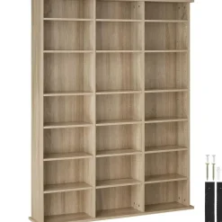 Wandkasten-tectake Kast Stevie 105,5x19x136,5cm, Licht Hout, Eiken Sonoma