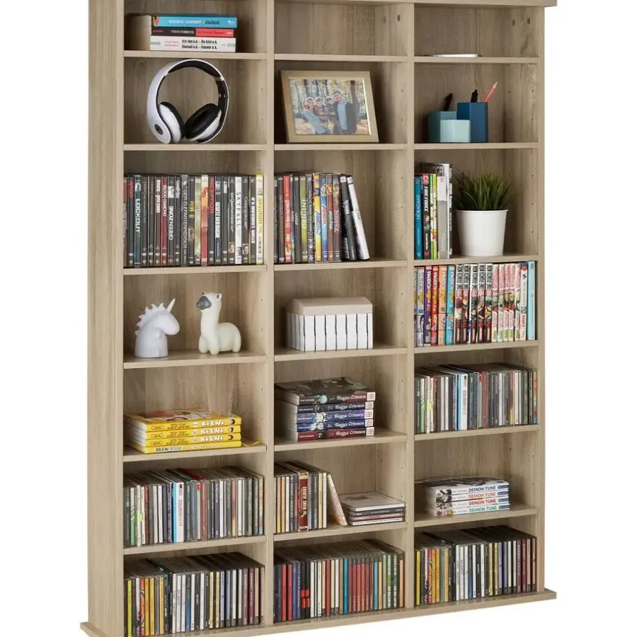 Wandkasten-tectake Kast Stevie 105,5x19x136,5cm, Licht Hout, Eiken Sonoma