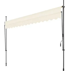 Schaduwdoeken-tectake Klemluifel met zwengel, in hoogte verstelbaar, Beige