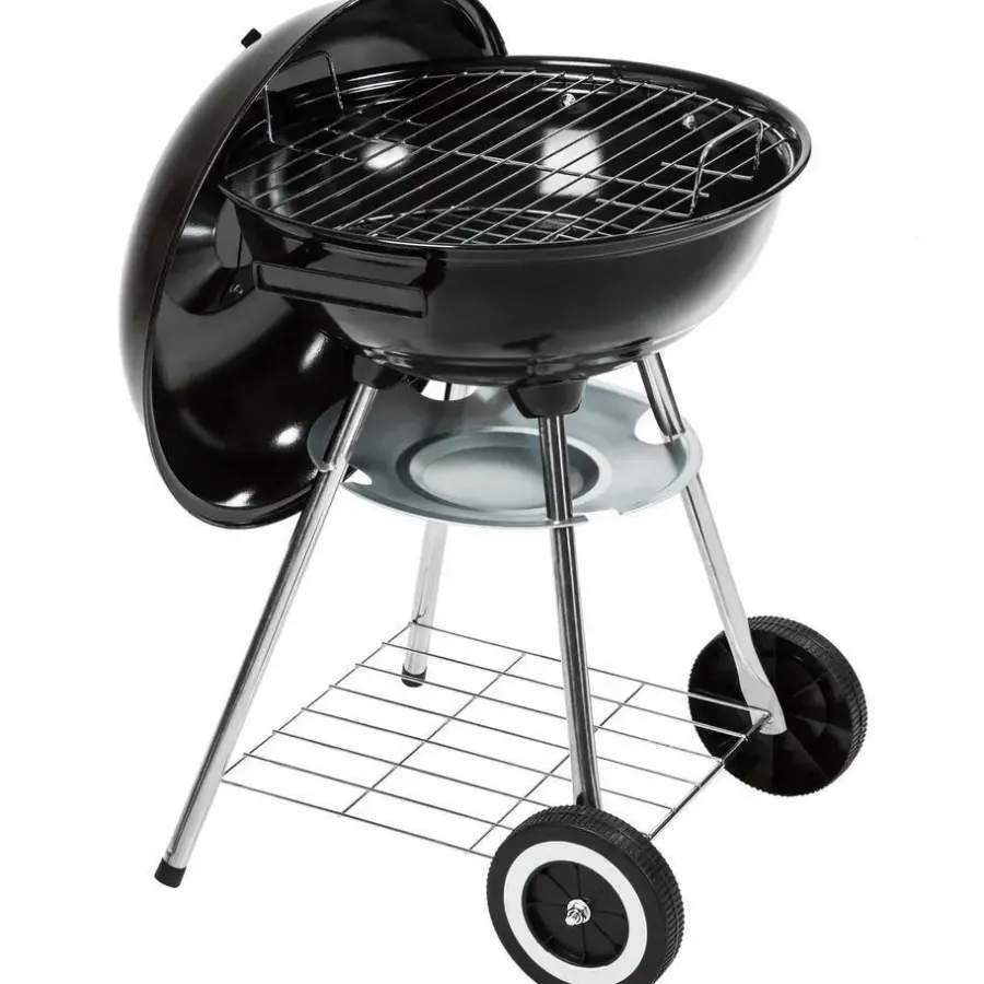 tectake Kogelbarbecue met wielen Ø 41,5cm , Zwart
