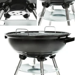 tectake Kogelbarbecue met wielen Ø 41,5cm , Zwart