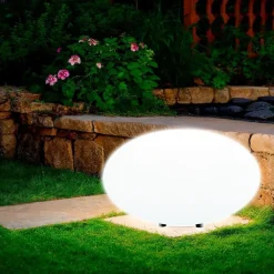 Buitenverlichting|Staande Lampen-tectake Kogellamp Luminous Eye, LED, met afstandsbediening, Wit