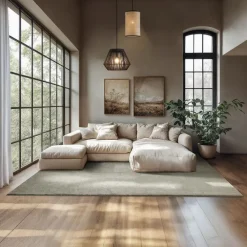 tectake ® Kortpolig vloerkleed Soft Zone 200 x 290 cm - Zandkleur