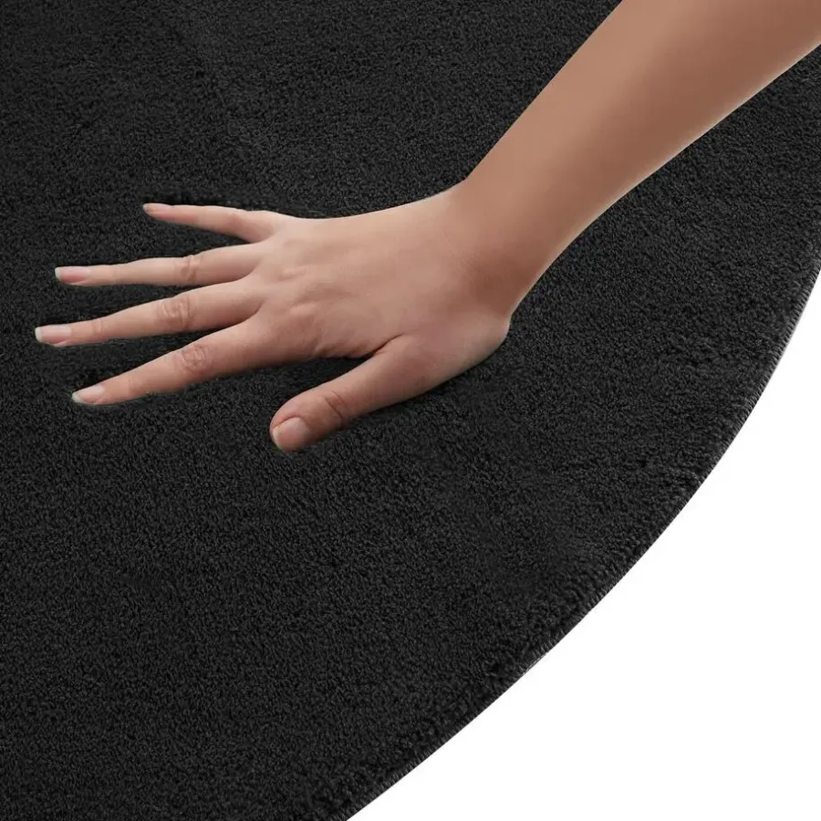 tectake ® Kortpolig vloerkleed Soft Zone Ø 120 cm - Zwart