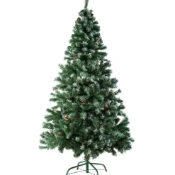 Kerstbomen-tectake Kunstkerstboom met dennenappels en metalen standaard 180cm, Groen