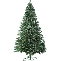 Kerstbomen-tectake Kunstkerstboom met dennenappels en metalen standaard 180cm, Groen