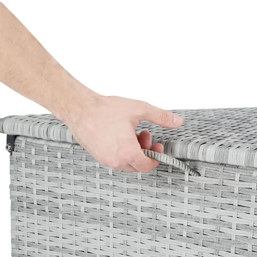tectake Kussenbox Oslo met aluminium frame 145x82,5x79,5cm, Lichtgrijs