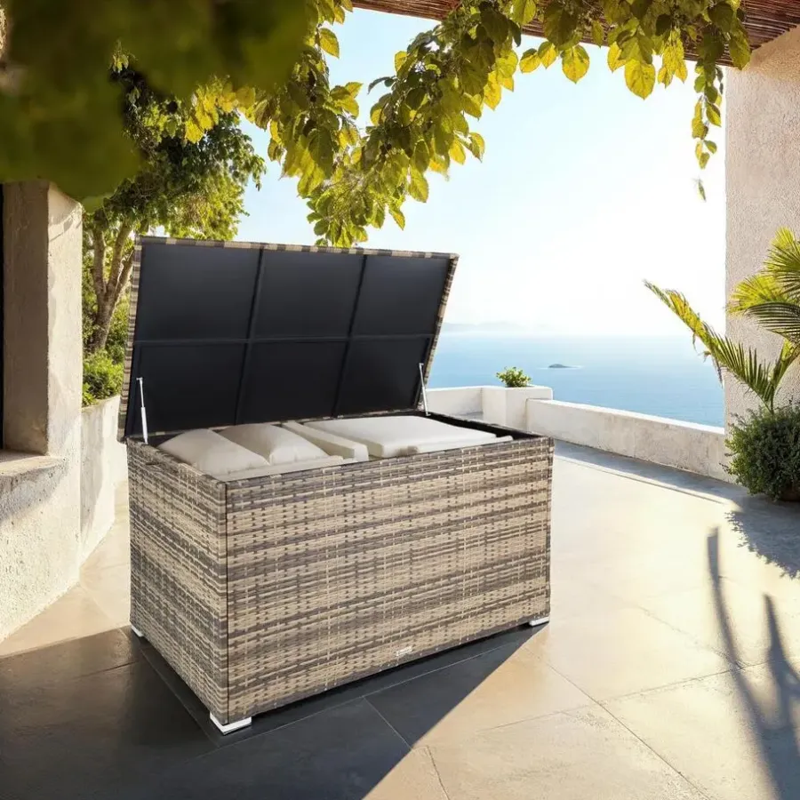 Kussenboxen-tectake Kussenbox Oslo met aluminium frame 145x82,5x79,5cm, Natuur