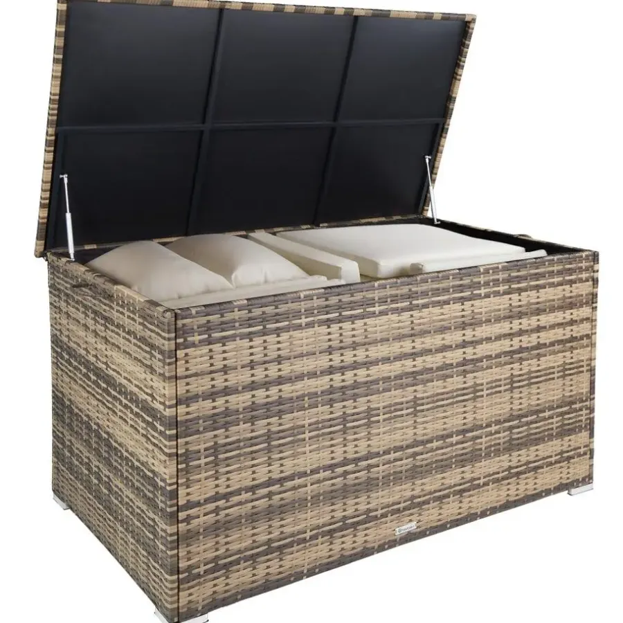 Kussenboxen-tectake Kussenbox Oslo met aluminium frame 145x82,5x79,5cm, Natuur