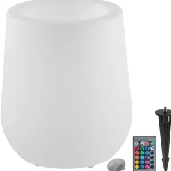 Buitenverlichting|Staande Lampen-tectake LED-bloempot Luminous Courve Pot met afstandsbediening, Wit