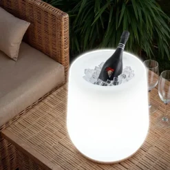 Buitenverlichting|Staande Lampen-tectake LED-bloempot Luminous Courve Pot met afstandsbediening, Wit