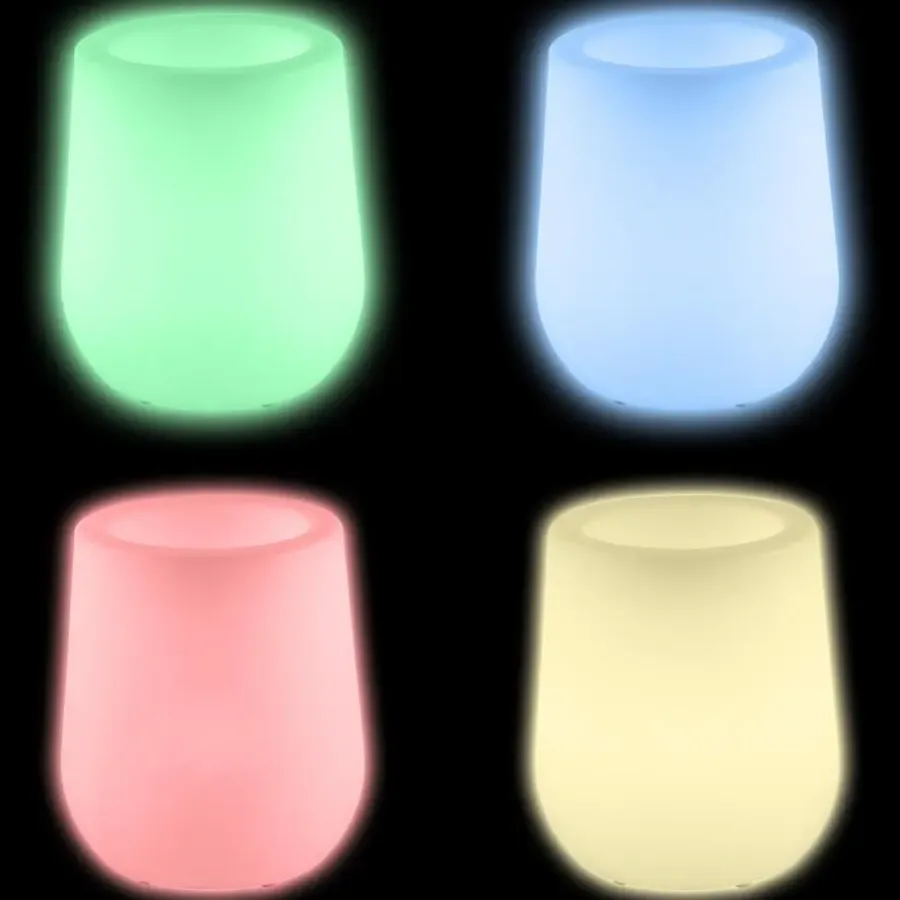 Buitenverlichting|Staande Lampen-tectake LED-bloempot Luminous Courve Pot met afstandsbediening, Wit