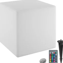 Staande Lampen-tectake Lichtkubus Luminous Cube, LED, met afstandsbediening, Wit