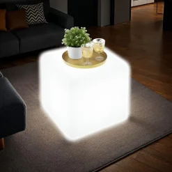 Staande Lampen-tectake Lichtkubus Luminous Cube, LED, met afstandsbediening, Wit