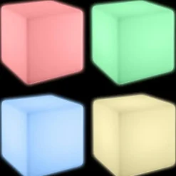 Staande Lampen-tectake Lichtkubus Luminous Cube, LED, met afstandsbediening, Wit