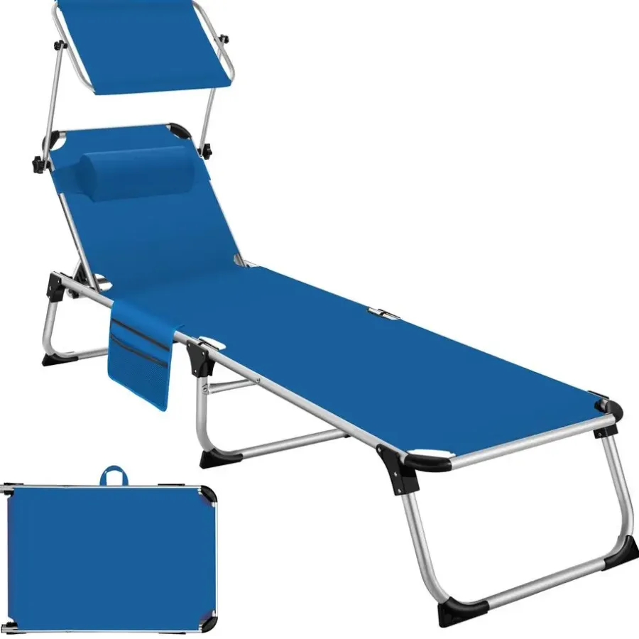 Ligbedden-tectake Ligbed Aurelie van aluminium, 6 niveaus, Blauw