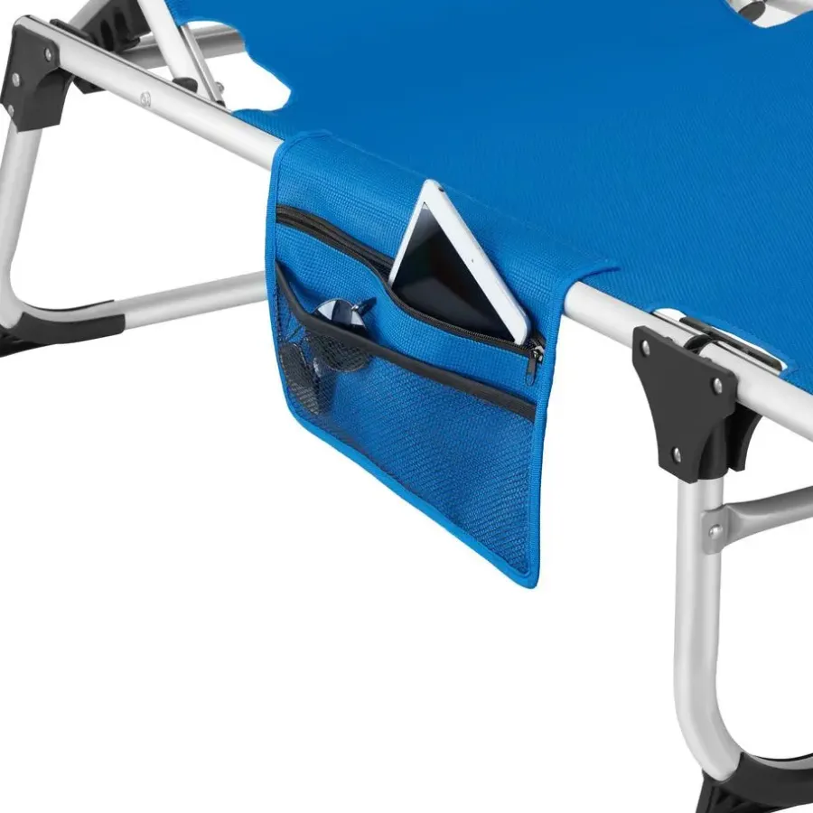 Ligbedden-tectake Ligbed Aurelie van aluminium, 6 niveaus, Blauw