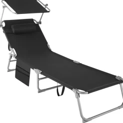 Ligbedden-tectake Ligbed Chloé 4-niveaus, hoofdkussen en tas, Zwart