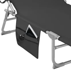 Ligbedden-tectake Ligbed Chloé 4-niveaus, hoofdkussen en tas, Zwart
