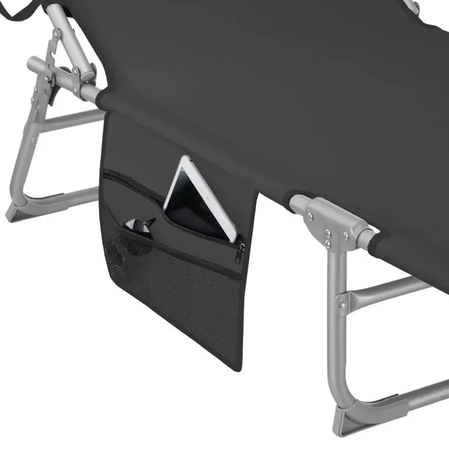 Ligbedden-tectake Ligbed Chloé 4-niveaus, hoofdkussen en tas, Zwart