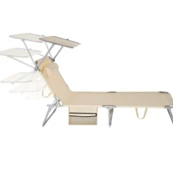 Ligbedden-tectake Ligbed Chloé 4-niveaus, hoofdkussen en tas, Beige