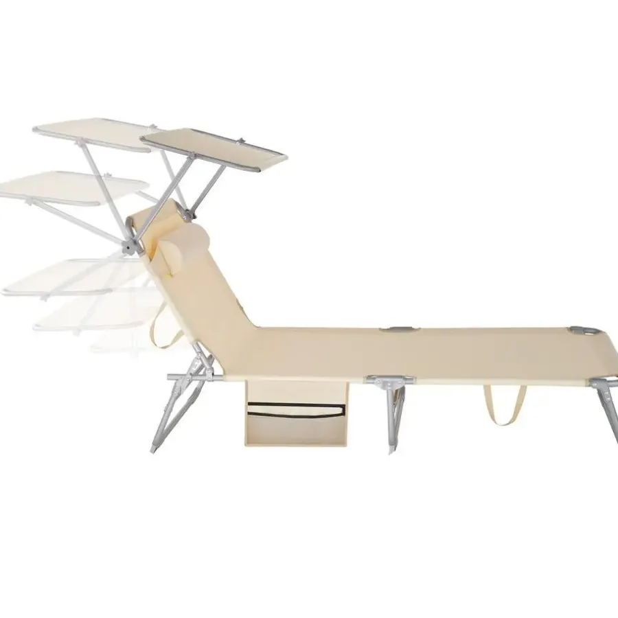 Ligbedden-tectake Ligbed Chloé 4-niveaus, hoofdkussen en tas, Beige