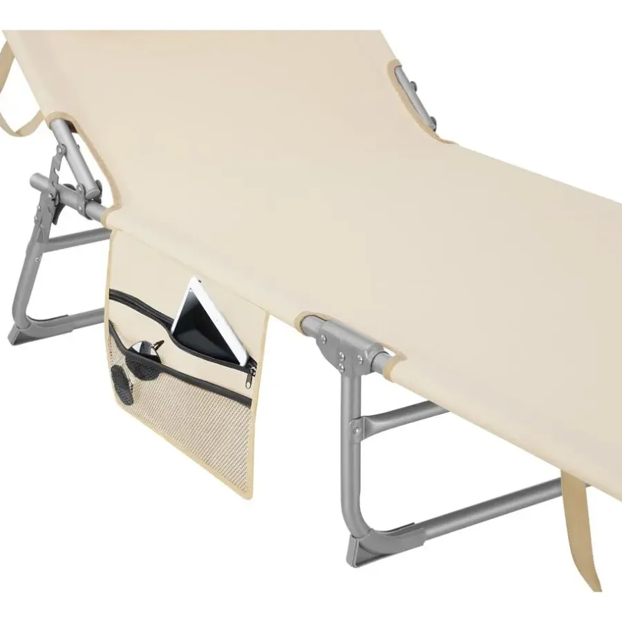 Ligbedden-tectake Ligbed Chloé 4-niveaus, hoofdkussen en tas, Beige
