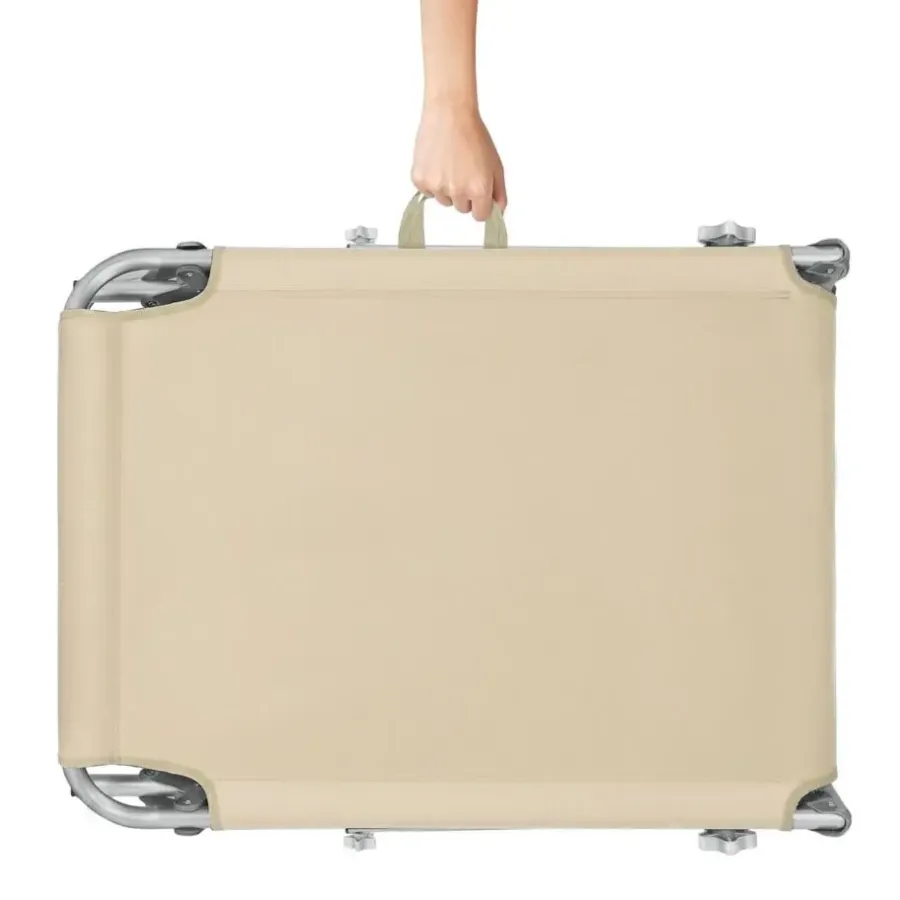 Ligbedden-tectake Ligbed Chloé 4-niveaus, hoofdkussen en tas, Beige