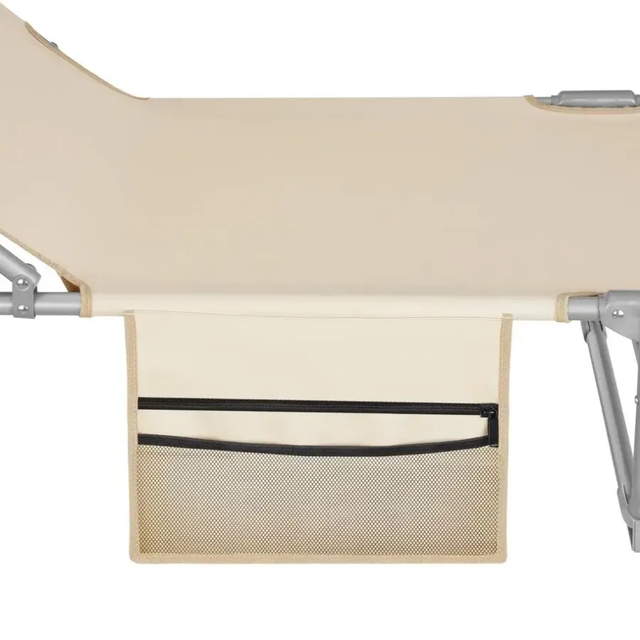 Ligbedden-tectake Ligbed Chloé 4-niveaus, hoofdkussen en tas, Beige