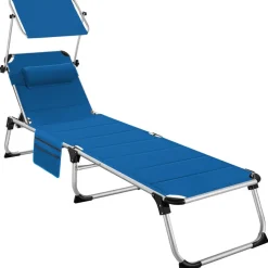 Ligbedden-tectake Ligbed Lorella gestoffeerd, inklapbaar, Blauw