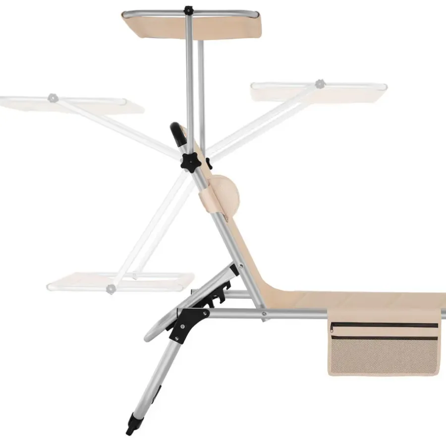 Ligbedden-tectake Ligbed Lorella gestoffeerd, inklapbaar, Beige